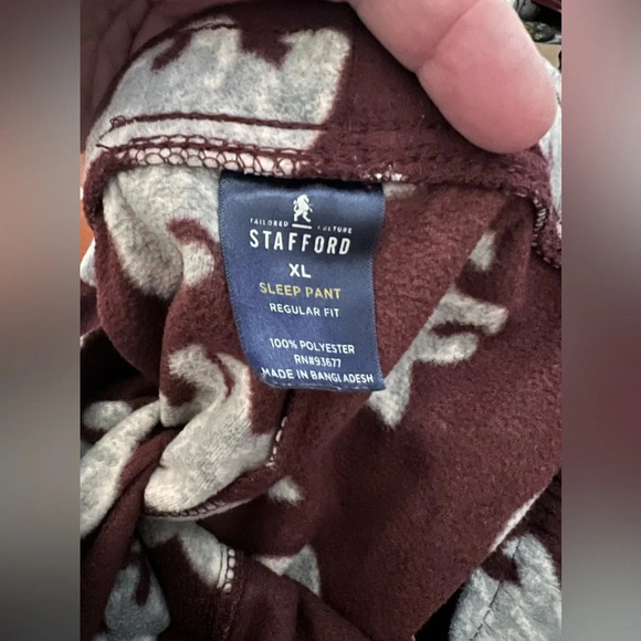 Stafford Sleep Pants Maroon Color with White Polar Bears Size XL - Picture 9 of 10